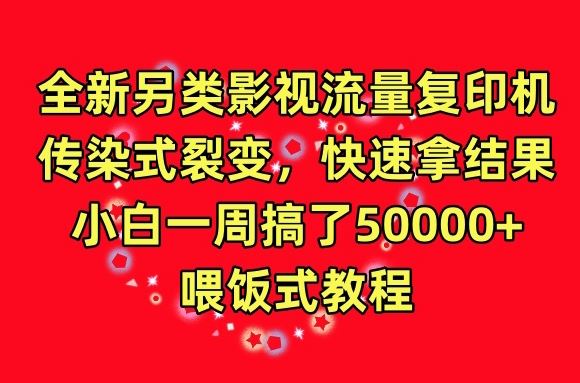 全新另类影视流量复印机，传染式裂变，快速拿结果，小白一周搞了50000+，喂饭式教程【揭秘】-同心网创