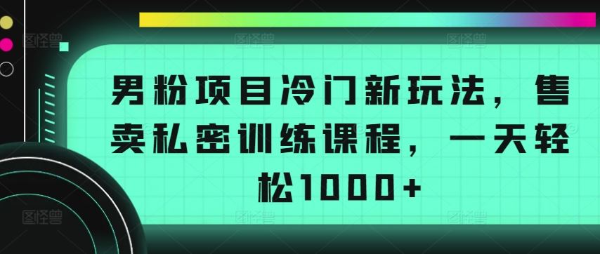 男粉项目冷门新玩法，售卖私密训练课程，一天轻松1000+【揭秘】-404网创