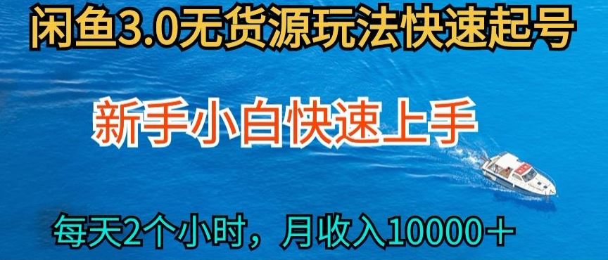 2024最新闲鱼无货源玩法，从0开始小白快手上手，每天2小时月收入过万【揭秘】-同心网创