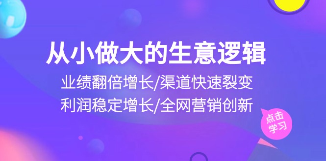 从小做大生意逻辑：业绩翻倍增长/渠道快速裂变/利润稳定增长/全网营销创新-同心网创