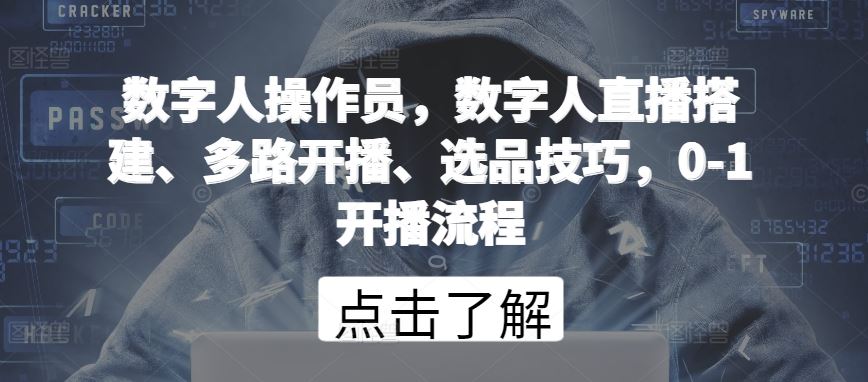 数字人操作员，数字人直播搭建、多路开播、选品技巧，0-1开播流程-404网创