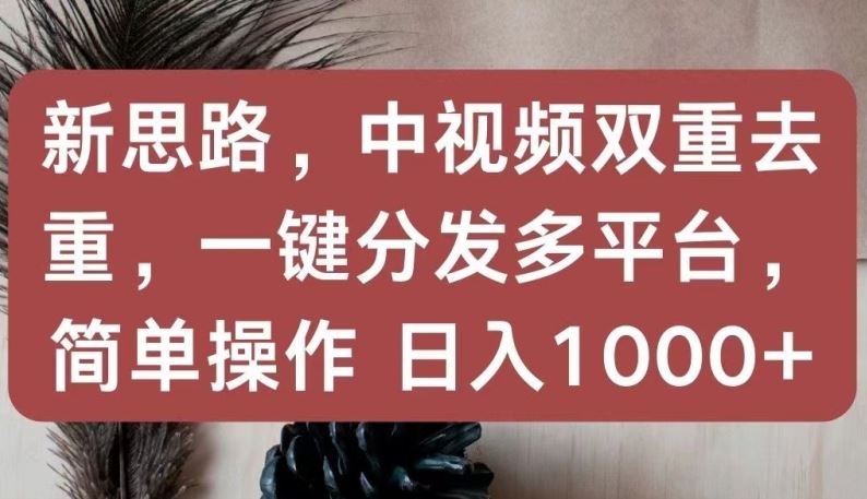 新思路，中视频双重去重，一键分发多平台，简单操作，日入1000+【揭秘】-404网创