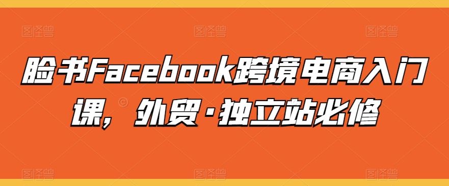 脸书Facebook跨境电商入门课，外贸·独立站必修-同心网创