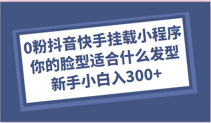 0粉抖音快手挂载小程序，你的脸型适合什么发型玩法，新手小白日入300+-404网创