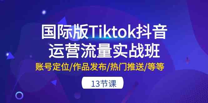 国际版Tiktok抖音运营流量实战班：账号定位/作品发布/热门推送/等等（13节）-同心网创