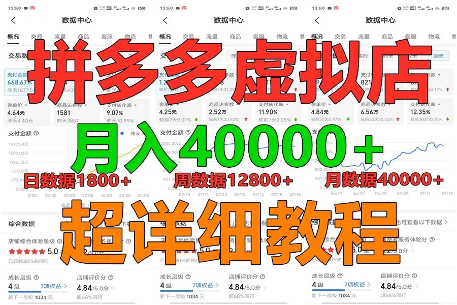 拼多多虚拟电商训练营月入40000+，全网最详细，你做你也行，暴利稳定长久-404网创