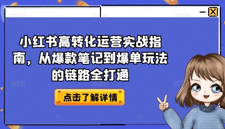 小红书高转化运营实战指南，从爆款笔记到爆单玩法的链路全打通-404网创