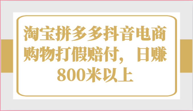 淘宝拼多多抖音电商购物打假赔付，日赚800米以上-同心网创