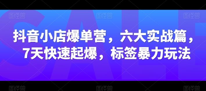 抖音小店爆单营，六大实战篇，7天快速起爆，标签暴力玩法-同心网创