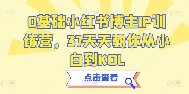 0基础小红书博主IP训练营，37天天教你从小白到KOL-404网创