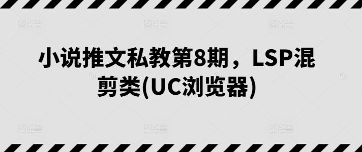 小说推文私教第8期，LSP混剪类(UC浏览器)-同心网创