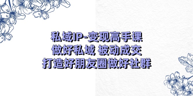 私域IP变现高手课：做好私域被动成交，打造好朋友圈做好社群（18节）-同心网创