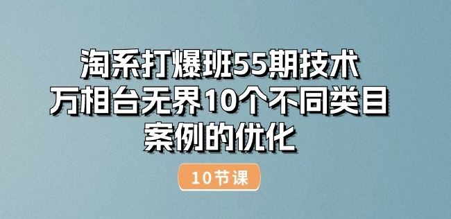 淘系打爆班55期技术：万相台无界10个不同类目案例的优化(10节)-404网创