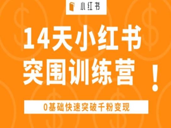 14天小红书突围训练营 ，0基础快速突破千粉变现-同心网创