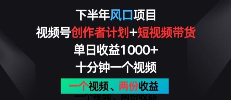 下半年风口项目，视频号创作者计划+视频带货，一个视频两份收益，十分钟一个视频【揭秘】-404网创