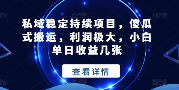 私域稳定持续项目，傻瓜式搬运，利润极大，小白单日收益几张【揭秘】-404网创