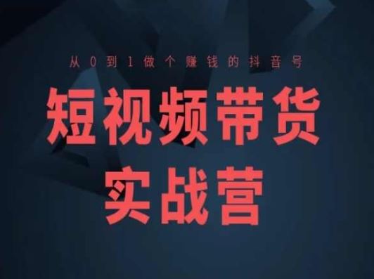 短视频带货实战营(高阶课)，从0到1做个赚钱的抖音号-同心网创