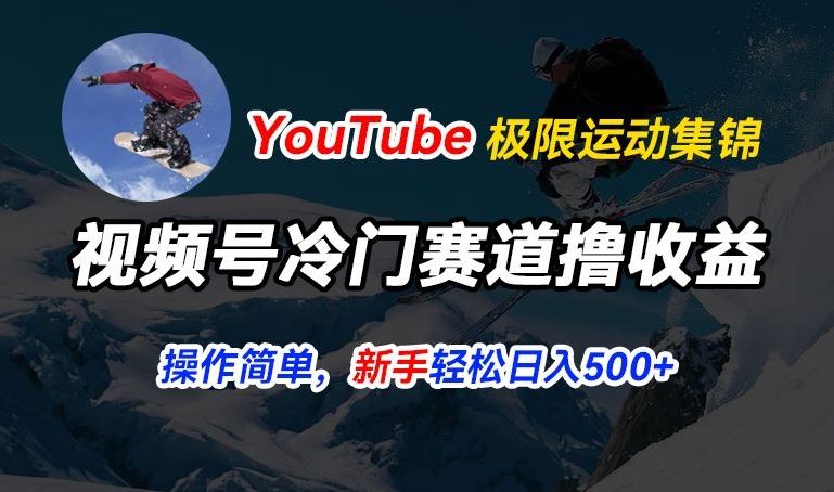 视频号冷门赛道撸收益，YouTube搬运极限运动集锦，暴力起号，操作简单流量高，轻松日入5张【揭秘】-404网创