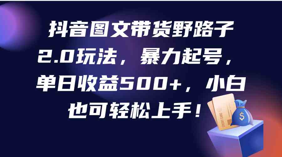 （9790期）抖音图文带货野路子2.0玩法，暴力起号，单日收益500+，小白也可轻松上手！-同心网创