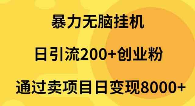 （9788期）暴力无脑挂机日引流200+创业粉通过卖项目日变现2000+-同心网创