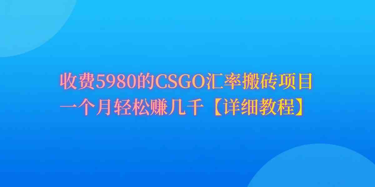 （9776期）CSGO装备搬砖，月综合收益率高达60%，你也可以！-同心网创