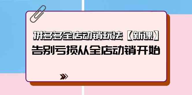 （9974期）拼多多全店动销玩法【新课】，告别亏损从全店动销开始（4节视频课）-同心网创