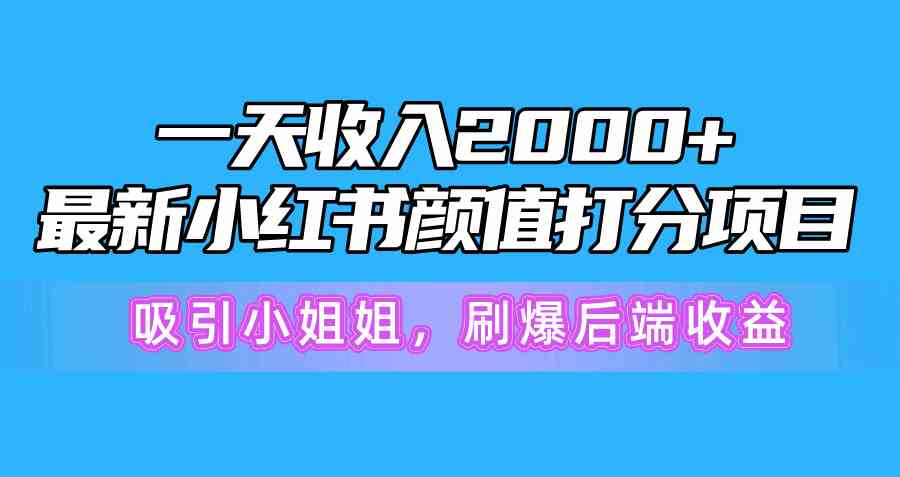 （10187期）一天收入2000+，最新小红书颜值打分项目，吸引小姐姐，刷爆后端收益-同心网创