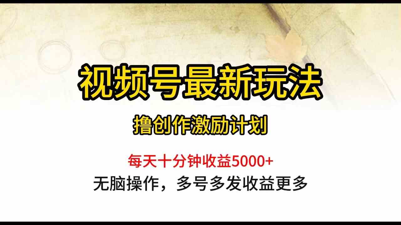 （10087期）视频号最新玩法，每日一小时月入5000+-404网创