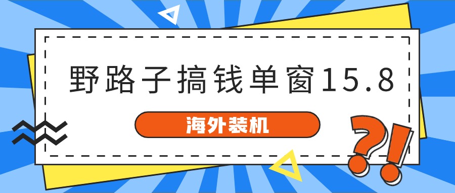 （10385期）海外装机，野路子搞钱，单窗口15.8，已变现10000+-404网创