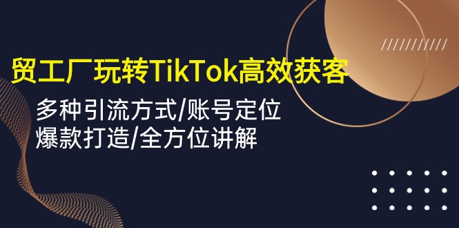 （10302期）外贸工厂玩转TikTok高效获客，多种引流方式/账号定位/爆款打造/全方位讲解-404网创