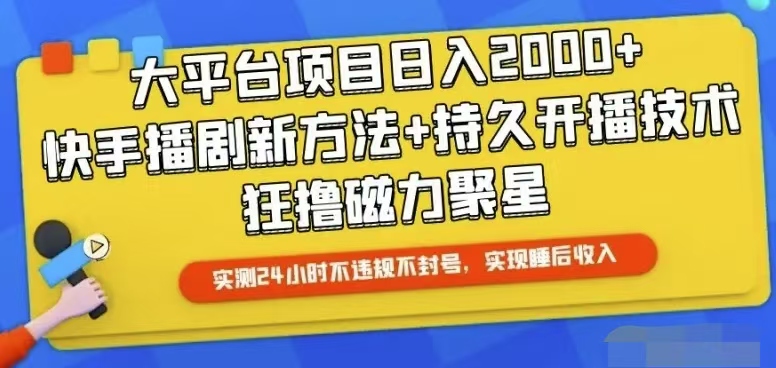 （10694期）快手24小时无人直播，真正实现睡后收益-同心网创