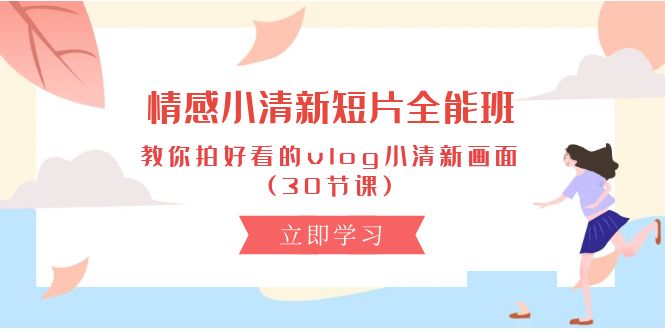 （10567期）情感 小清新短片-全能班，教你拍好看的vlog小清新画面 (30节课)-同心网创