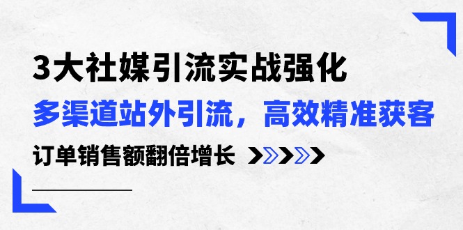 （10563期）3大社媒引流实操强化，多渠道站外引流/高效精准获客/订单销售额翻倍增长-同心网创