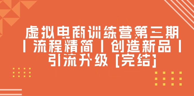 （10960期）虚拟电商训练营第三期丨流程精简丨创造新品丨引流升级 [完结]-404网创