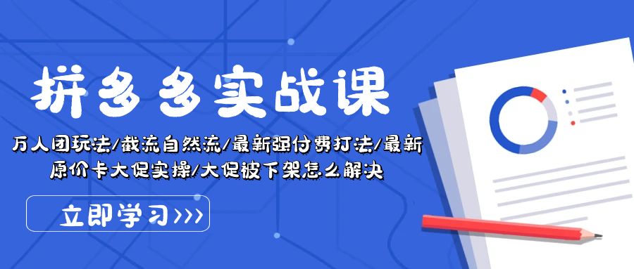 （10865期）拼多多·实战课：万人团玩法/截流自然流/最新强付费打法/最新原价卡大促..-404网创