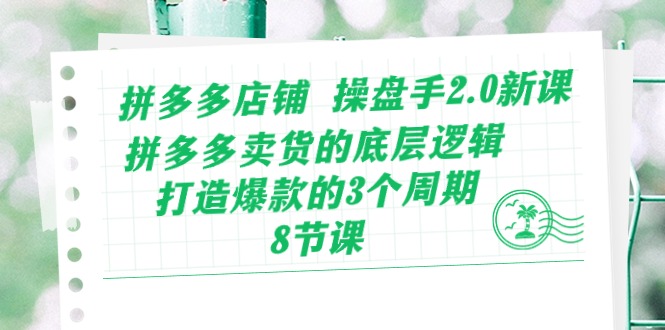 （10859期）拼多多店铺 操盘手2.0新课，拼多多卖货的底层逻辑，打造爆款的3个周期-8节-404网创