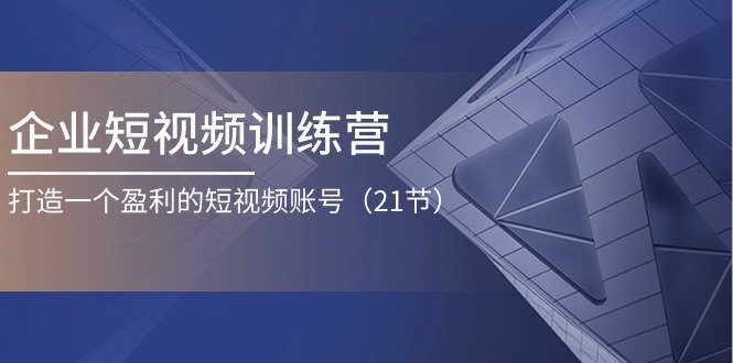 （11278期）企业短视频训练营：打造一个盈利的短视频账号（21节）-同心网创