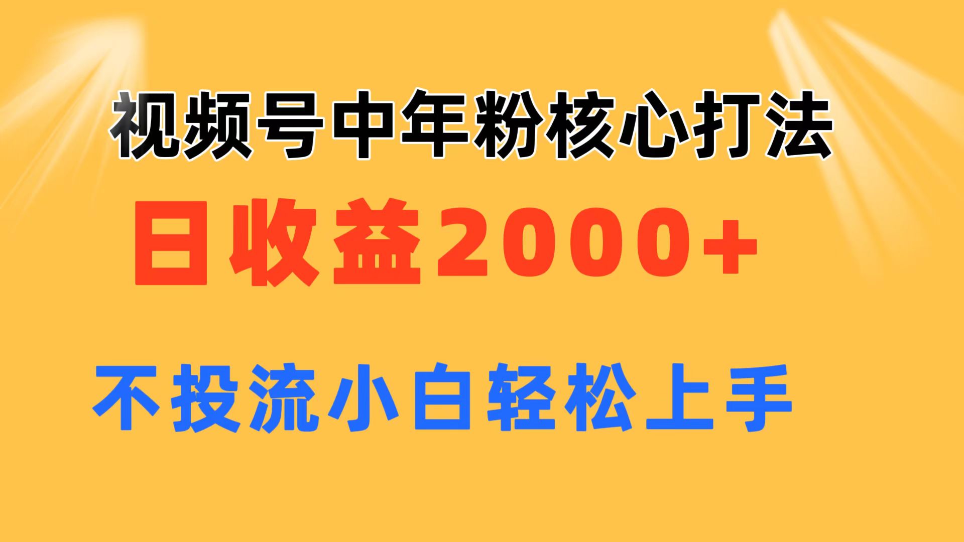 （11205期）视频号中年粉核心玩法 日收益2000+ 不投流小白轻松上手-同心网创