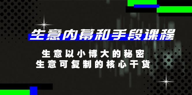 （11085期）生意 内幕和手段课程，生意以小博大的秘密，生意可复制的核心干货-20节-同心网创