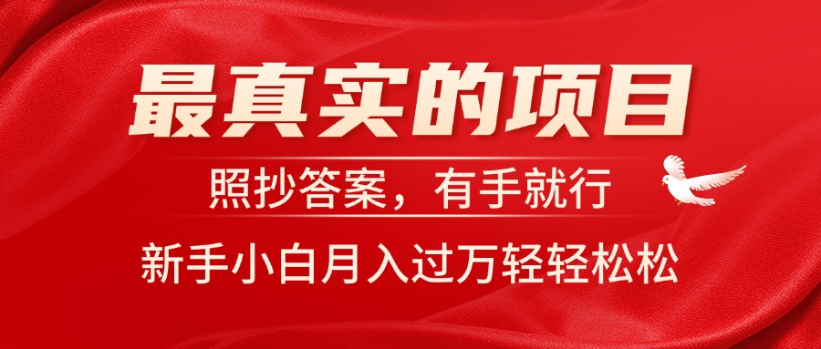 （11362期）最真实的项目，照抄答案，有手就行，新手小白月入过万轻轻松松-404网创