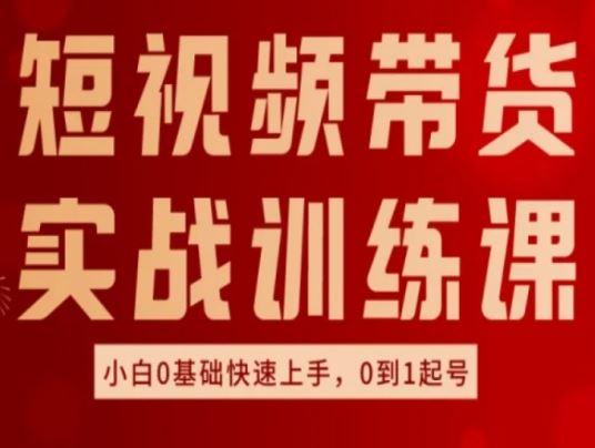 短视频带货实战训练课，好物分享实操，小白0基础快速上手，0到1起号-同心网创