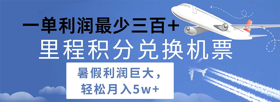 （11385期）2024暑假利润空间巨大的里程积分兑换机票项目，每一单利润最少500-同心网创