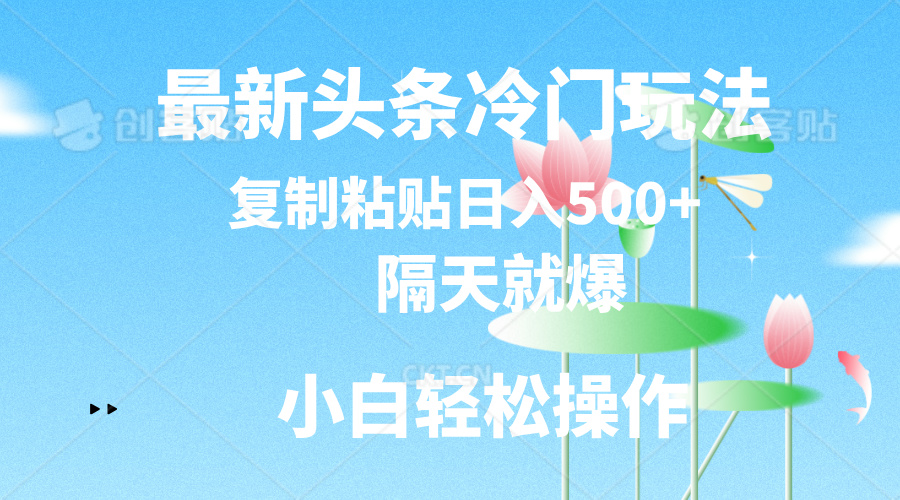 （11414期）最新头条冷门玩法，隔天就爆，复制粘贴日入500+-404网创