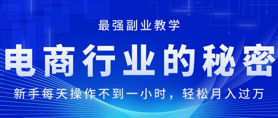 （11427期）电商行业的秘密，新手每天操作不到一小时，月入过万轻轻松松，最强副业…-同心网创