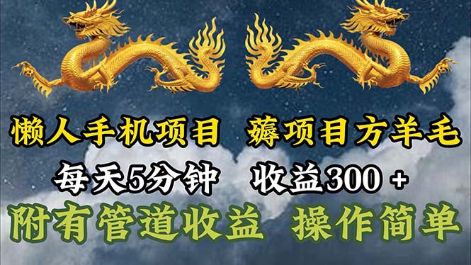 （11600期）懒人手机项目，每天5分钟，每天收益300+，多种方式可扩大收益！-同心网创