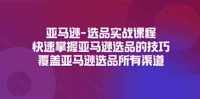 亚马逊选品实战课程，快速掌握亚马逊选品的技巧，覆盖亚马逊选品所有渠道-同心网创