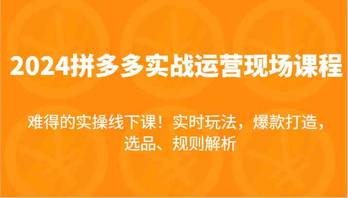 2024拼多多实战运营现场课，实时玩法，爆款打造，选品、规则解析，难得的实操线下课！-404网创