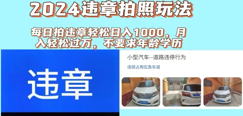 （11743期）2024违章拍照新玩法，推广躺赚+拍照赚钱双模式，日入1000+-同心网创