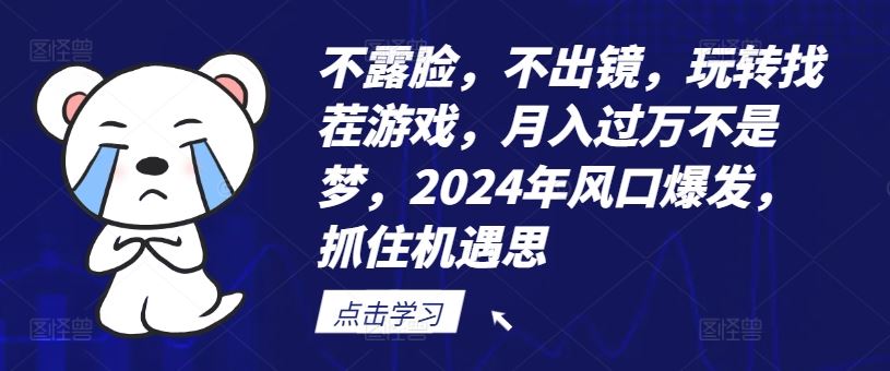 不露脸，不出镜，玩转找茬游戏，月入过万不是梦，2024年风口爆发，抓住机遇【揭秘】-404网创