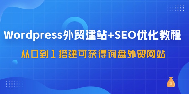 WordPress外贸建站+SEO优化教程，从0到1搭建可获得询盘外贸网站（57节课）-404网创